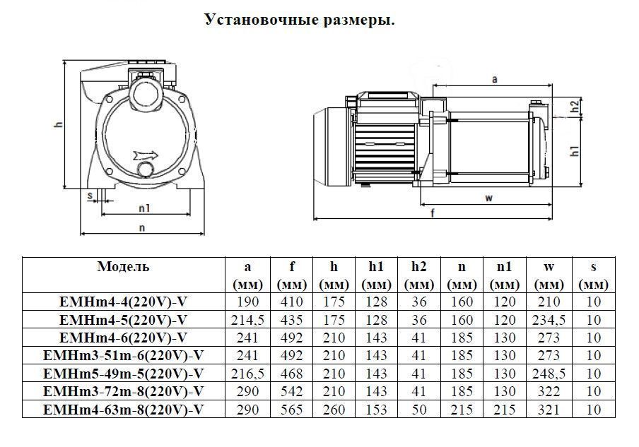 Vodotok - насос поверхностный многоступенчатый EMHm4-6 (220 V) - V