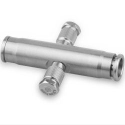 Проходная муфта с 2 отверстиями под форсунки UNC 10/24", 180°, 3/8" (Push-Lock), никел. латунь