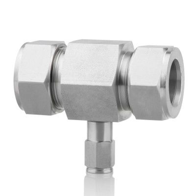 Переходной тройник из нерж. стали AISI 303, 20 мм - 10 мм (Push-Lock) - 20 мм (компрессия)