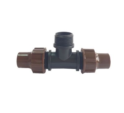 TR - тройник НР- кап линии\ накидная гайка 16х3/4НРх16\  коричневый